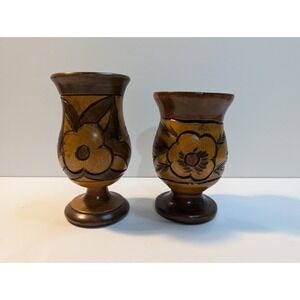 Vintage Hand Carved ‎ Vases